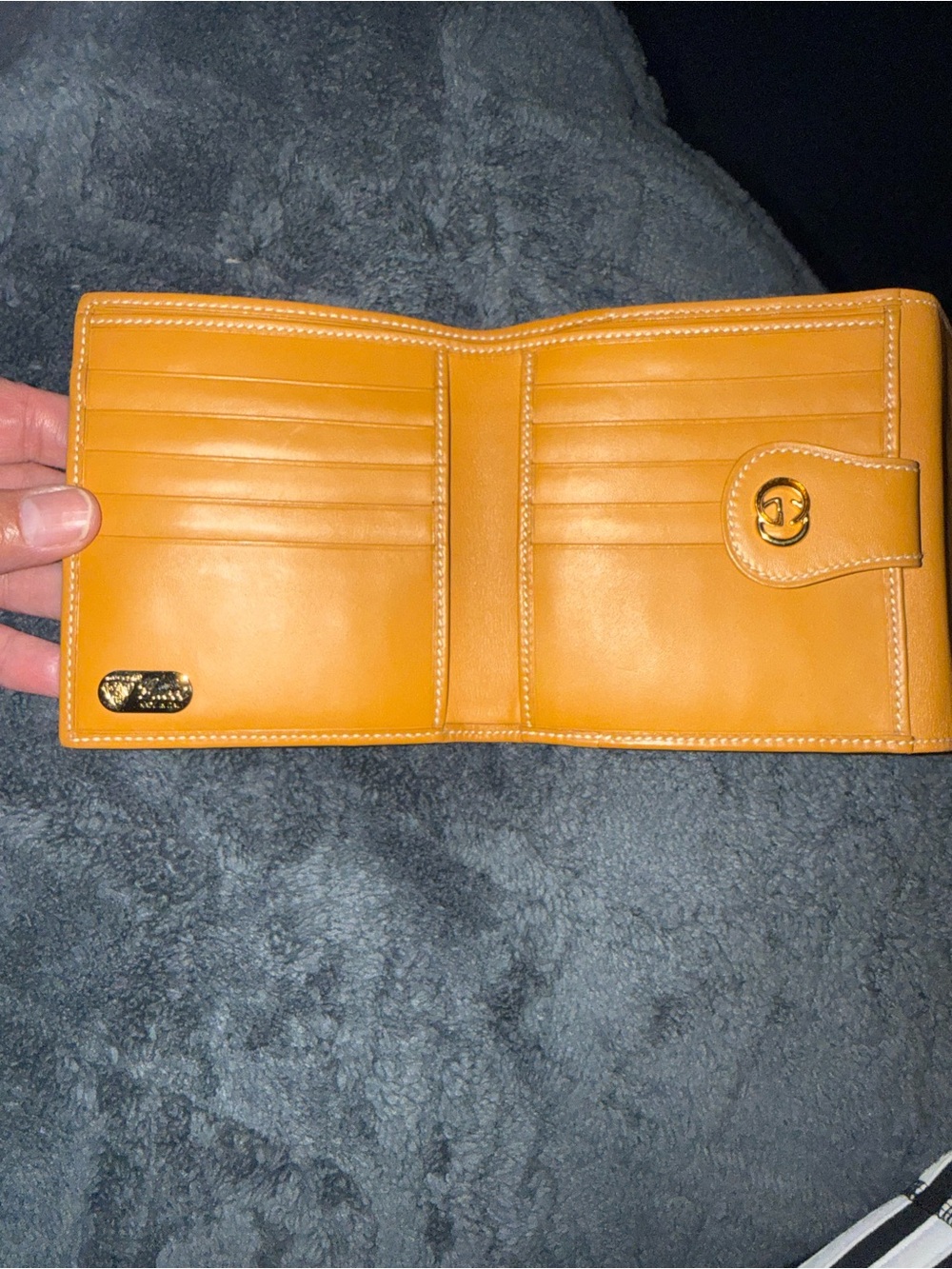 Gucci Canvas and Tan Leather Wallet with Gold Logo Hardware - Picture 6 of 10